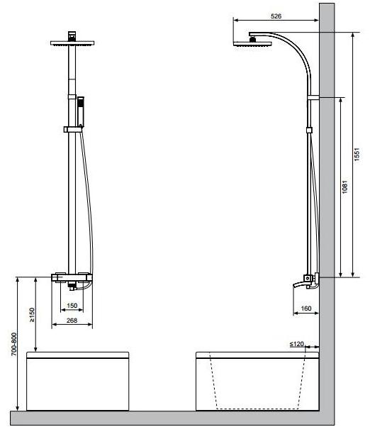 KRION Настенная душевая стойка с душевой лейкой sun-id-1445790 - Вид №1