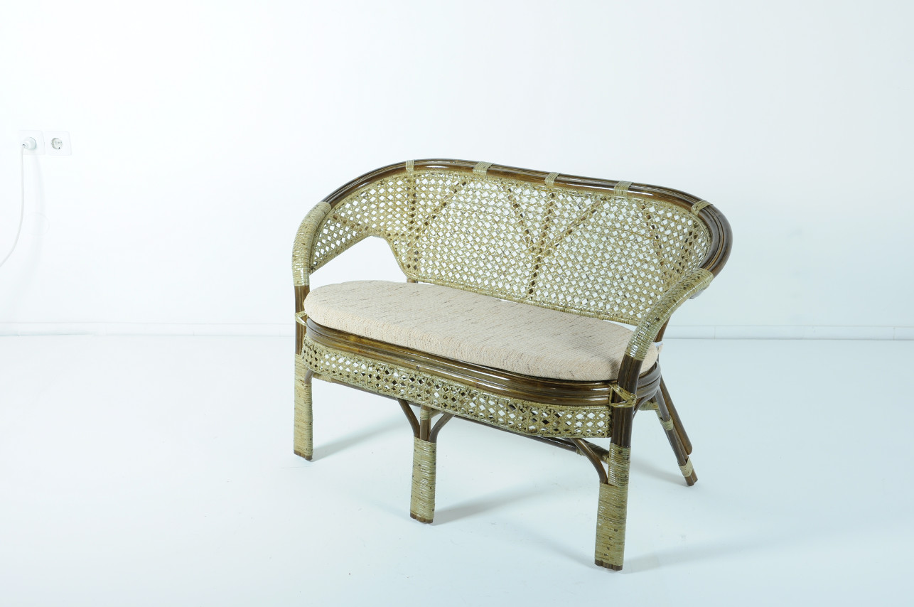 Диван двухместный из ротанга зеленый с подушкой "Олива" VINOTTI  00-3885227 Зеленый  - Вид №1