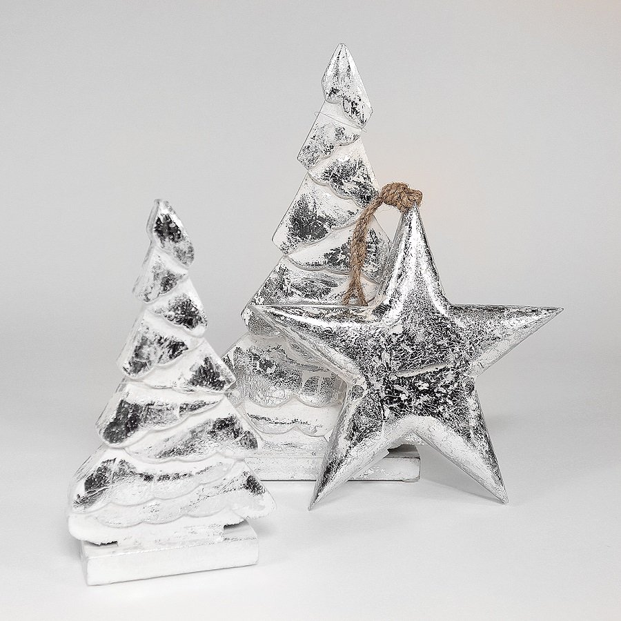 Украшение новогоднее на подставке "Ель серебряная" Snow tree, 22х11х5 см ENJOYME  253096 Серебро  - Вид №3
