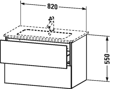 LC624108989 Тумбочка подвесная L-Cube #LC6241 820 x 481 мм Фланелево-серый глянцевый лак Duravit - Вид №2