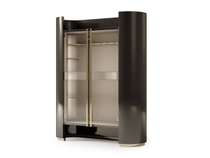 Деревянный и стеклянный барный шкаф