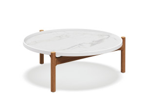 ТИК и керамический низкий круглый садовый столик