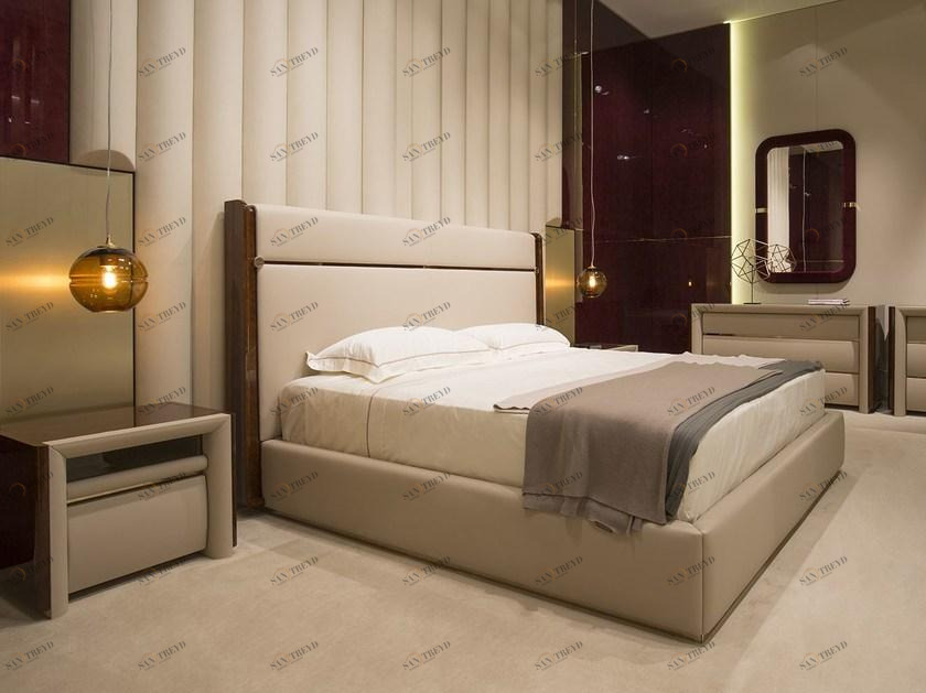 Turri Кровать двуспальная с обивкой кожей Madison sun-id-1374720