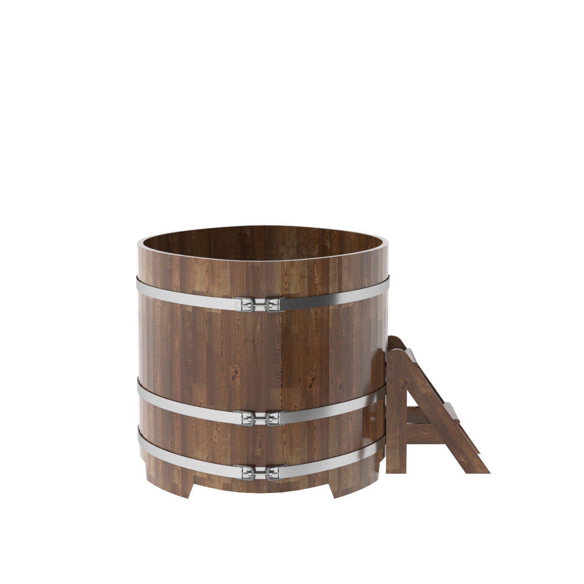 1547 Купель овальная из сращенных ламелей лиственницы 1,15х1,83х1,0 морёная Alyarus  - Вид №2