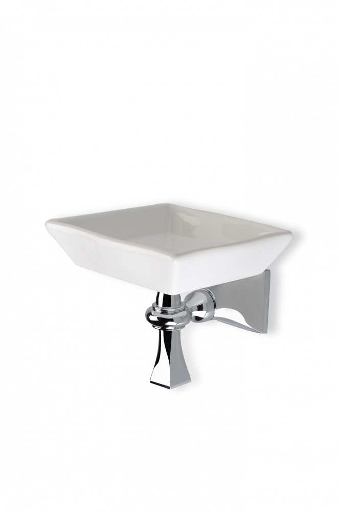 PR09(08-NE) Stil Haus Prisma, настенная керамическая мыльница, цвет хром - черная керамика