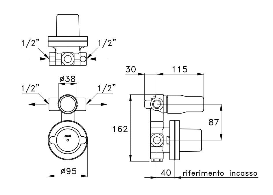 Встраиваемый корпус для смесителя RUBINETTERIE STELLA Флоренция ARCH-00096476 - Вид №1