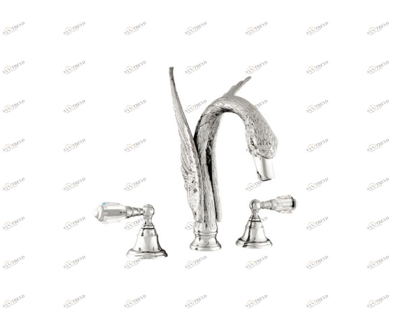 039651.D00.71 Раковина с тремя отверстиями и кристаллами Swarovski Античное серебро Mestre Swan