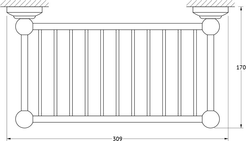 STI 307 Полочка-решетка 31 cm 3SC STILMAR MATTE GOLD Treesseci 3SC - Вид №1