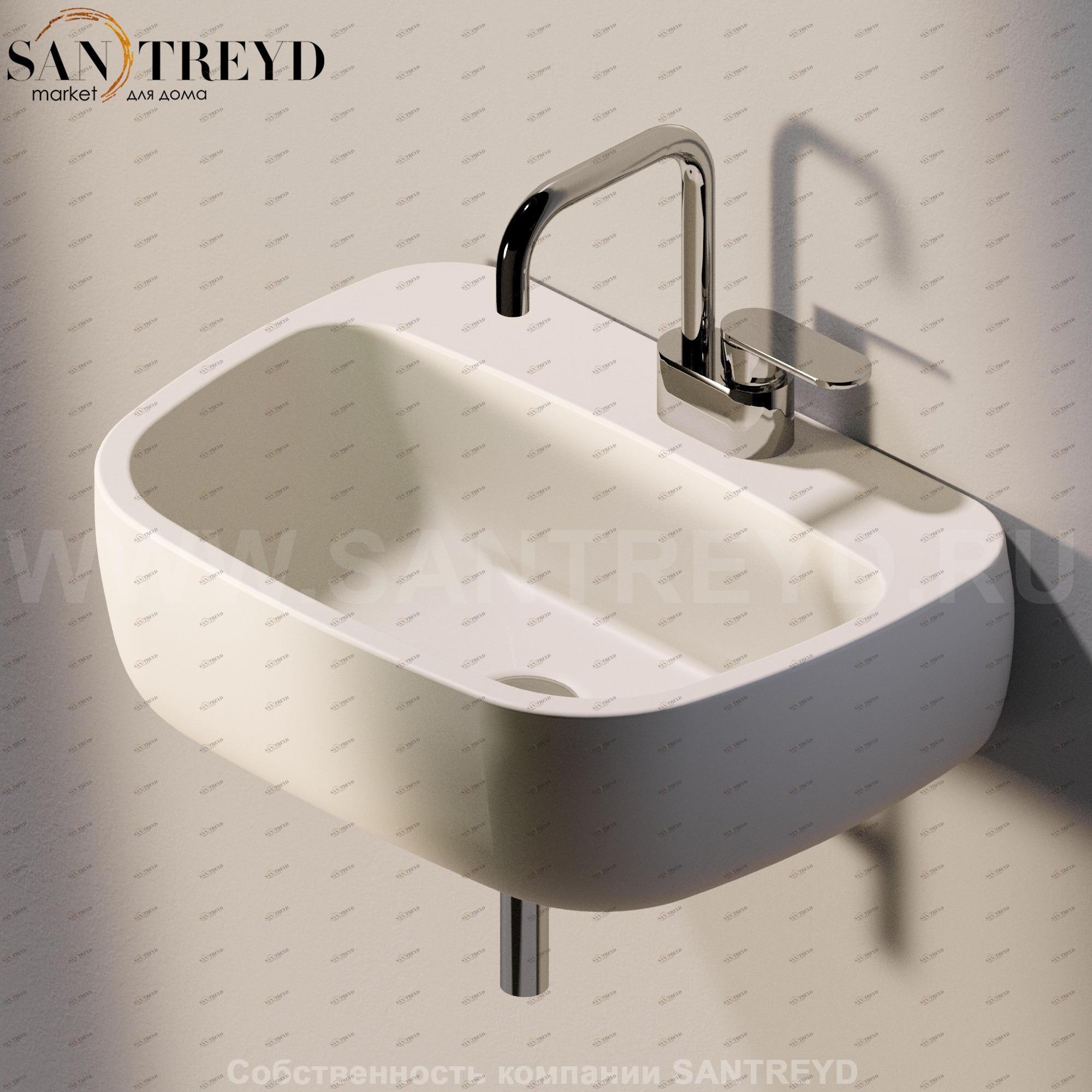 MN54L9003 Подвесная раковина настенная прямоугольная Ceramica Flaminia Mono бежевая