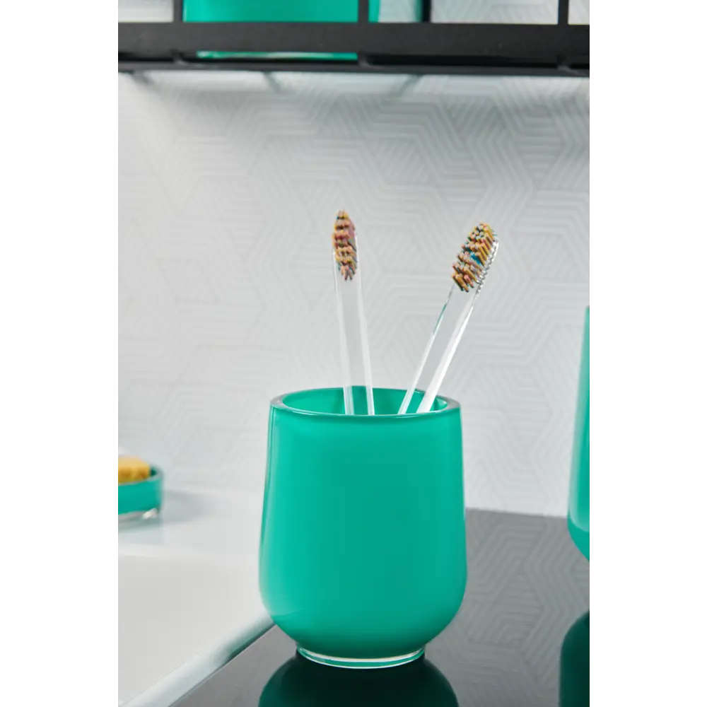 Стакан для зубных щёток Vidage Brilliante полирезин цвет зелёный бирюзовый STLM-2197844