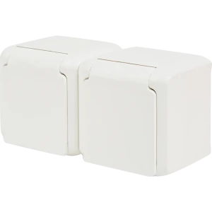 Розетка двойная накладная с заземлением Legrand Quteo со шторками с защитной крышкой IP44 цвет белый
