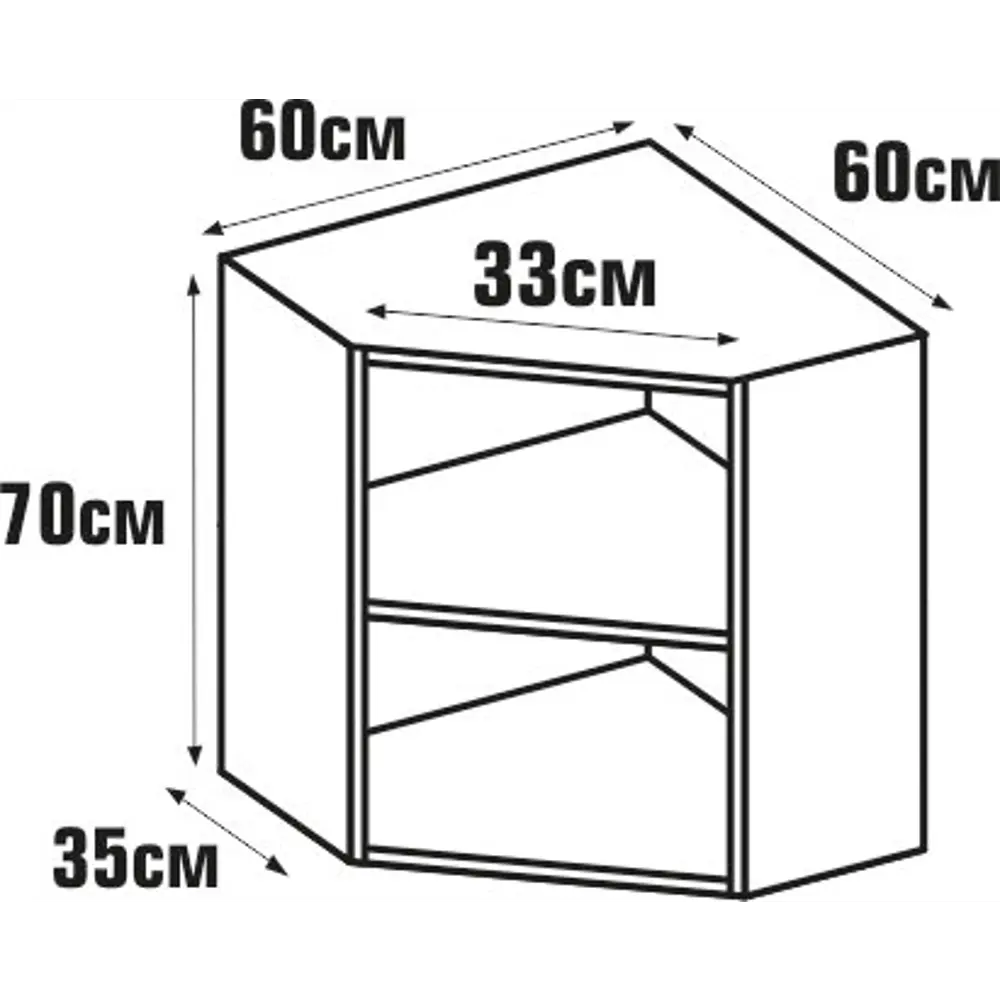 Каркас навесной угловой 60x70x60 см, ЛДСП, цвет белый DELINIA STLM-2138120 - Вид №5