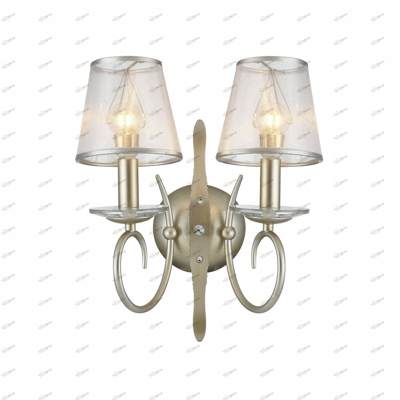 Бра настенное серебряное с 2 плафонами Darina FR2755-WL-02-BR FREYA CLASSIC 00-3957486 Серебро