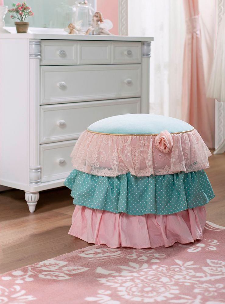 Пуфик детский с оборками Rose CILEK FLORA 00-3832534 Голубой Santreyd - Вид №2