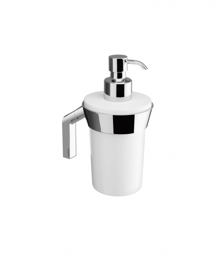 3581(13) Gedy G-Karma, настенный керамический дозатор, цвет хром - белая керамика