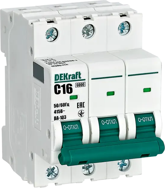 Автоматический выключатель DEKraft ВА-103 3P для надежной защиты сети 84509386