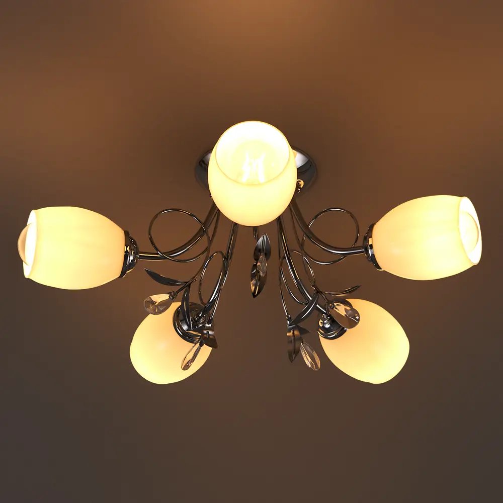 Люстра потолочная JLIGHT OLI 5 ламп 24 м², цвет хром/белый 84534222 STLM-2059258  - Вид №2