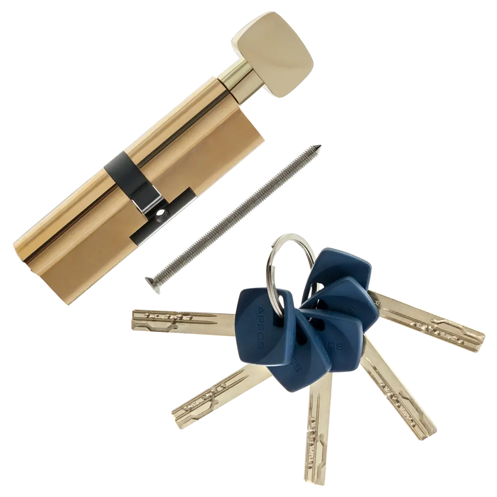 Цилиндр Apecs Premier XR-100-C15-G, 50x50 мм, ключ/вертушка, цвет золото ЦИЛИНДР APECS PREM XR-100-C15-G КЛ-ВЕРТ STLM-2082200 - Вид №1