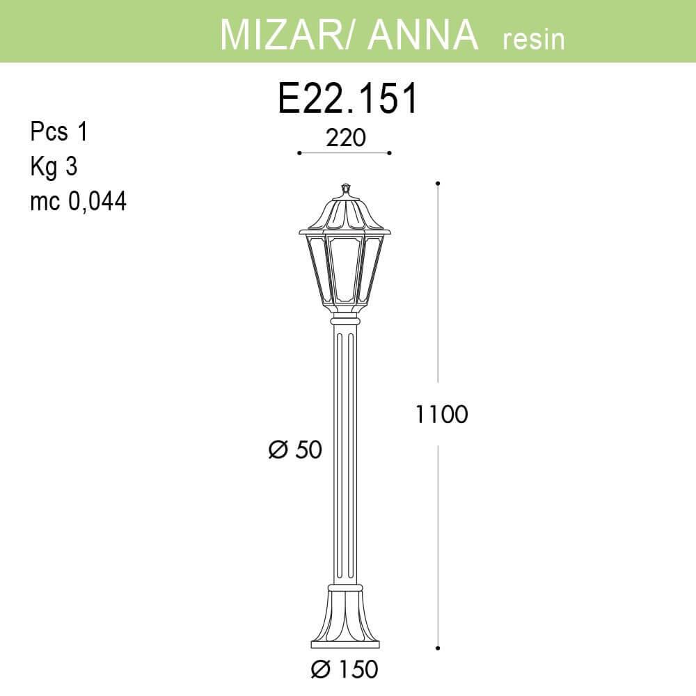 Уличный светильник Fumagalli Mizarr/Anna E22.151.000.AYF1R FUMAGALLI ФОНАРЬ 273194 Черный  - Вид №1