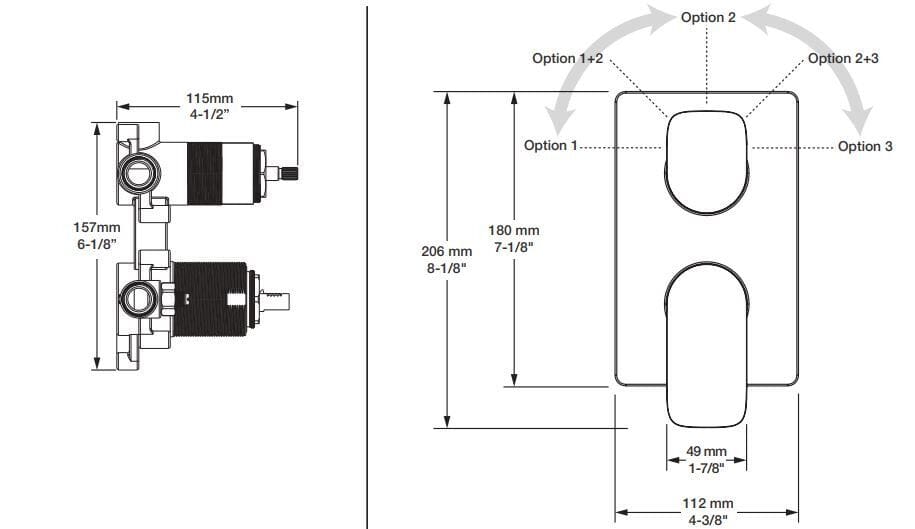 Встраиваемый термостатический набор для ванны с ручным душем BARIL Petite B04 ARCH-00138883 - Вид №2