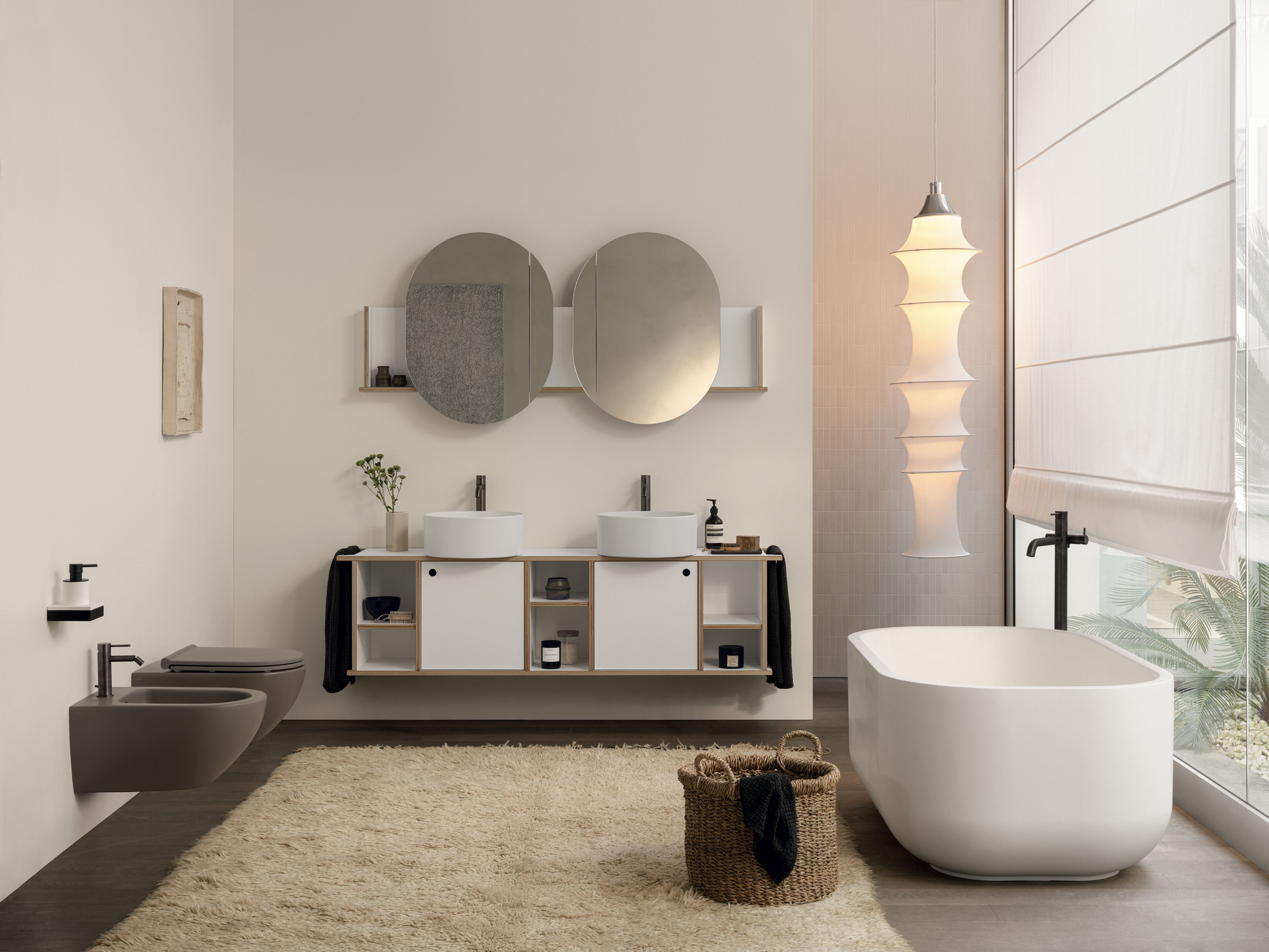 Fenix-NTM® двойное овальное зеркало для ванной комнаты с полкой Ceramica Cielo Тео ARCH-00102145 - Вид №1