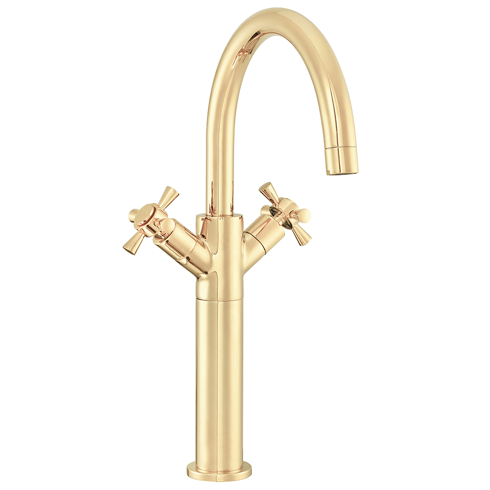 102808614  Смеситель для раковины Quadrille High Type - Gold Look Eca  - Вид №1
