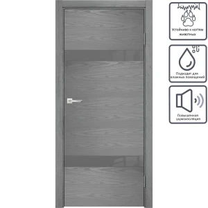 Дверь межкомнатная остеклённая с замком в комплекте Триумф 200x90 см ПВХ цвет серый