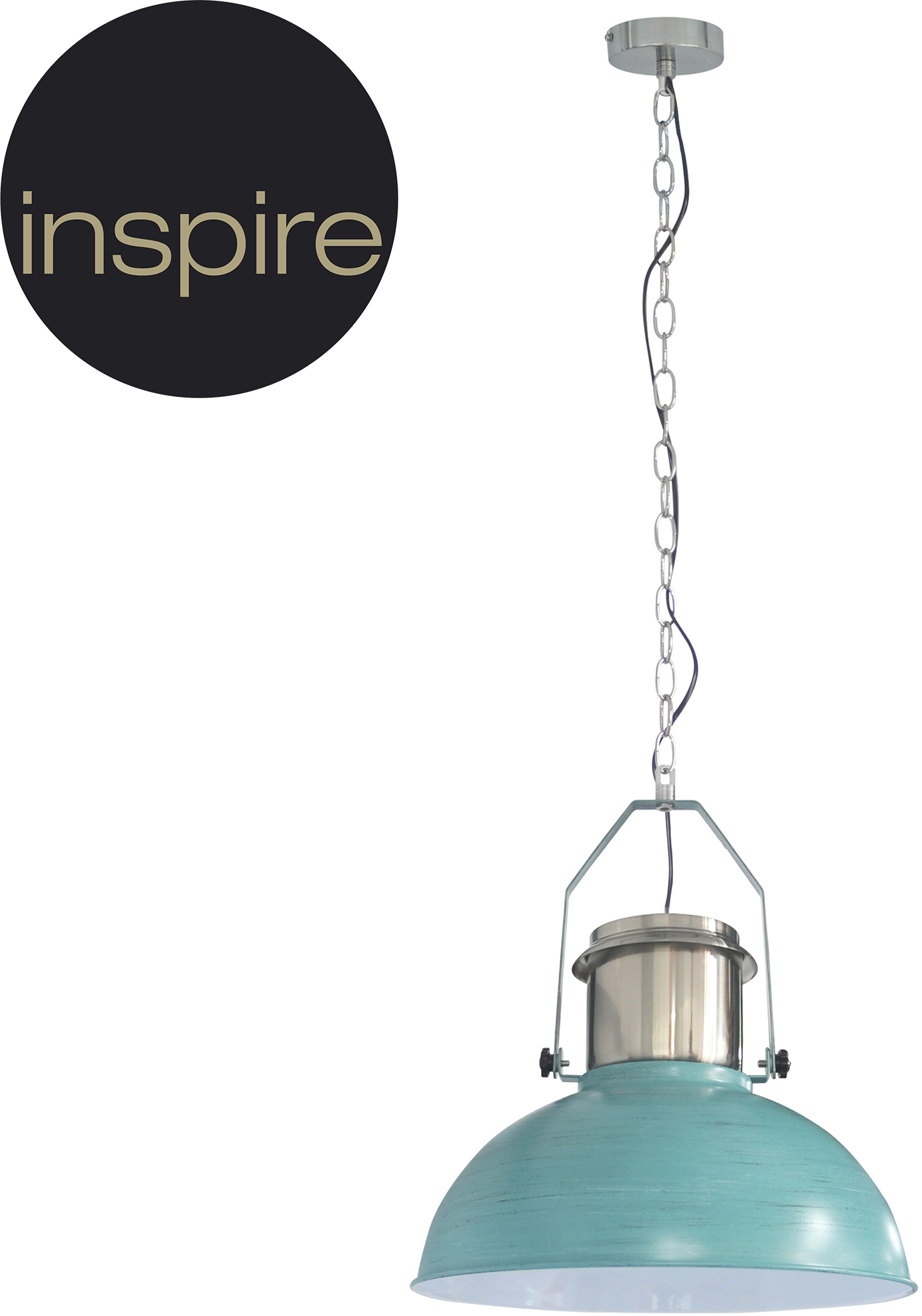 Подвесной светильник INSPIRE Ted с бирюзовым плафоном для зонирования пространства 17896616