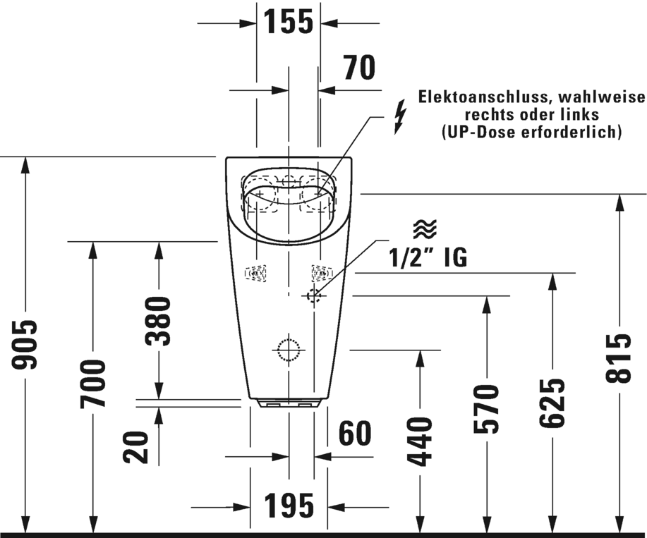 2809310093 Настенный писсуар, уринал с мушкой Duravit ME BY STARCK - Вид №4