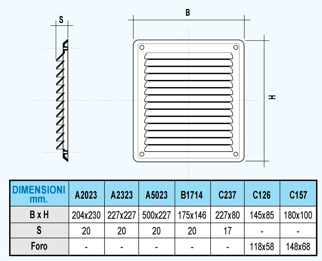 First Corporation Встроенная сетка для прямоугольных отверстий La ventilazione C126b - Вид №4