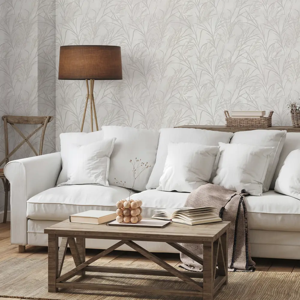 Флизелиновые обои Рустик бежевые с растительным рисунком 1.06 м 89439236 Santreyd STLM-1583532 - Вид №3