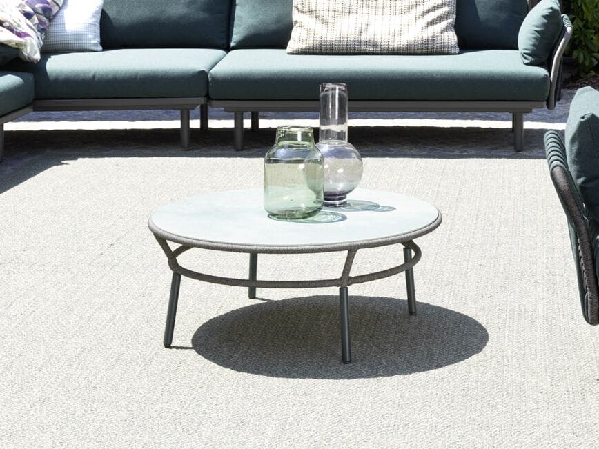 Круглый алюминиевый и деревянный садовый столик Varaschin Emma Cross ARCH-00151781