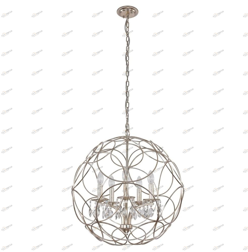 Подвесная люстра Crystal Lux Aria SP5 Silver CRYSTAL LUX ДИЗАЙНЕРСКИЕ, ARIA, ШАР 108718 Серебро 