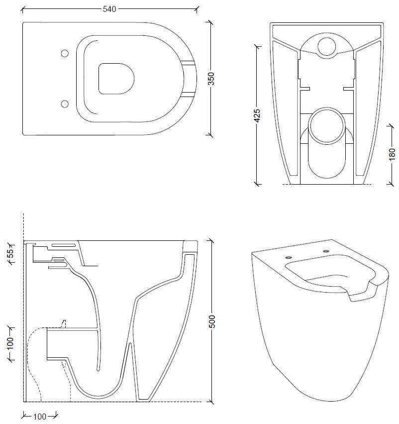 22270101 Приставной унитаз напольный Белый Alice Ceramica Form Италия - Вид №7