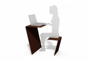 Euroform W Высокий стол из стали для общественных мест со встроенными стульями Info point