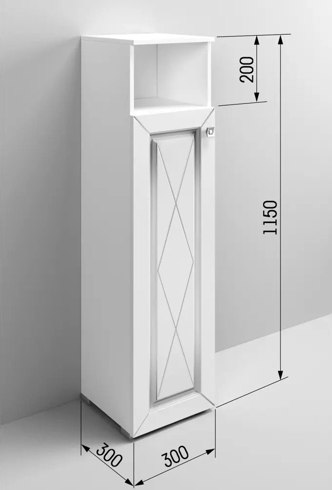 91617110 Шкаф для ванной Regent Style Винтаж 1н левый напольный 30x115см цвет белый STLM-0979284