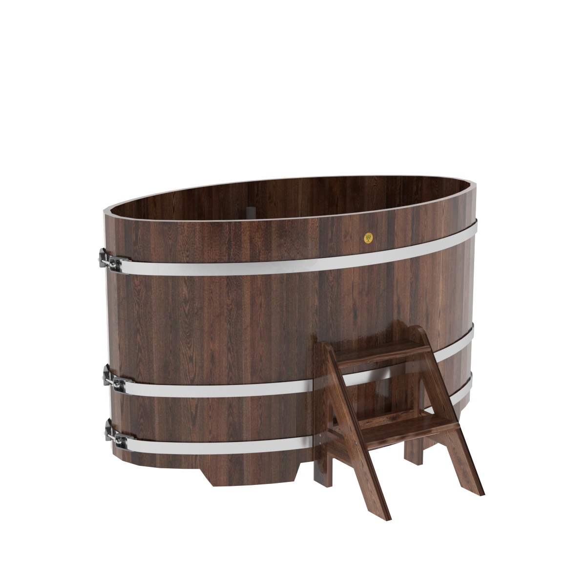 1159 Купель овальная из лиственницы 0,92х1,66х1,0 морёная премиум Alyarus 