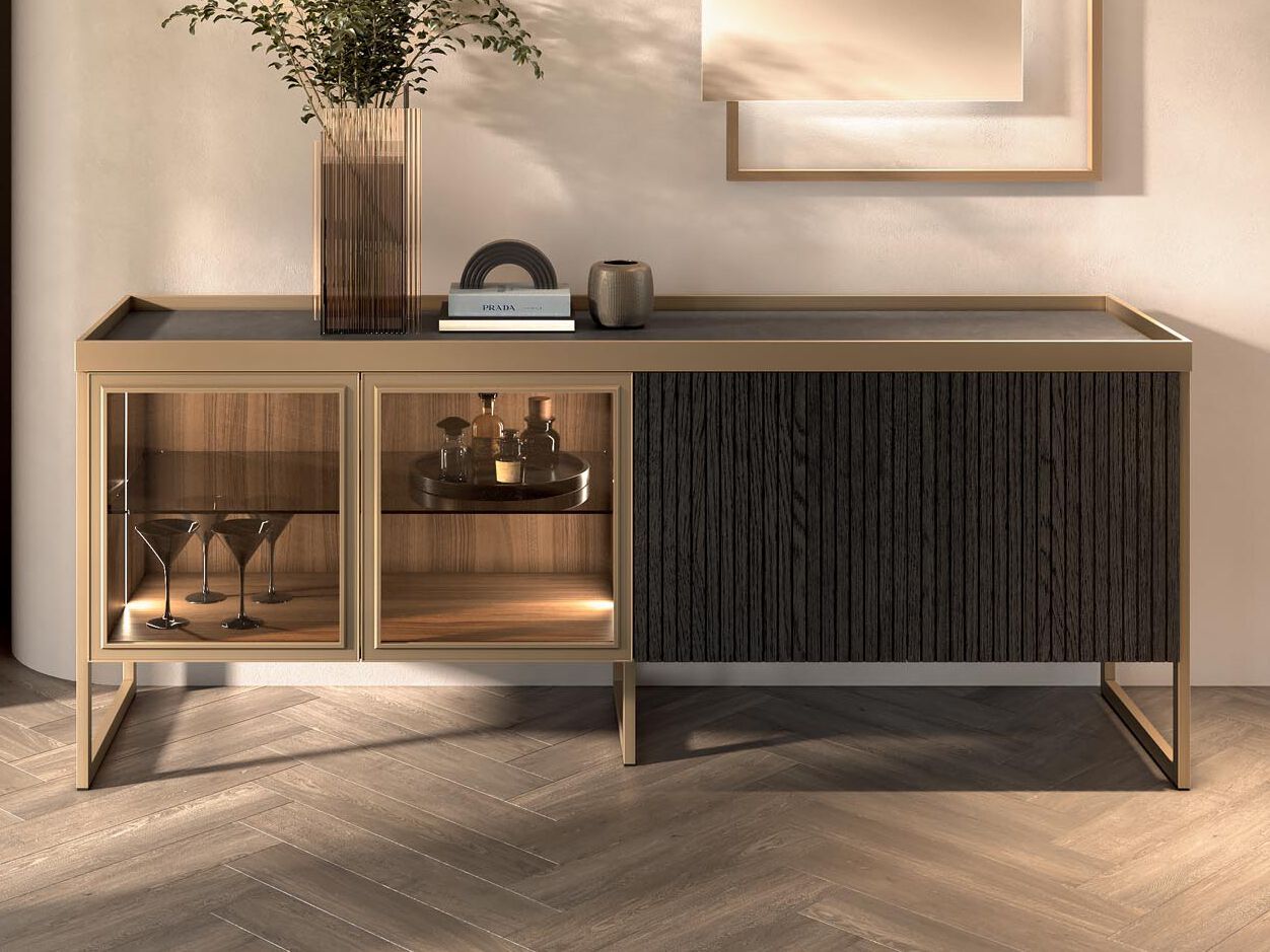 Шкаф из дерева и стекла с распашными дверями Guzzini & Fontana GINGER ARCH-00086704