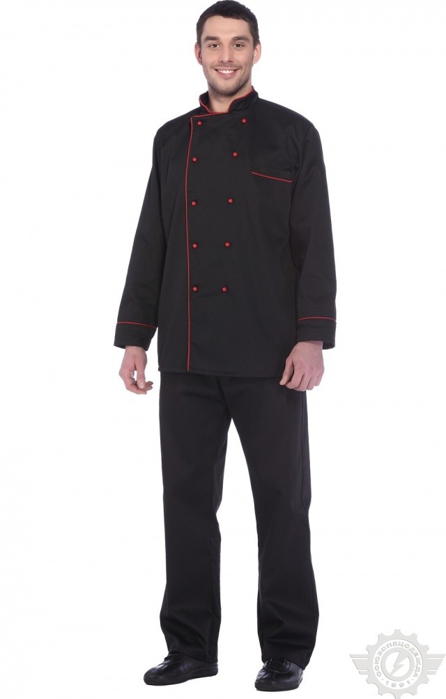 66015 Куртка поварская "Люкс" черная  Повар  размер 60-62/182-188 Спецодежда  - Вид №4