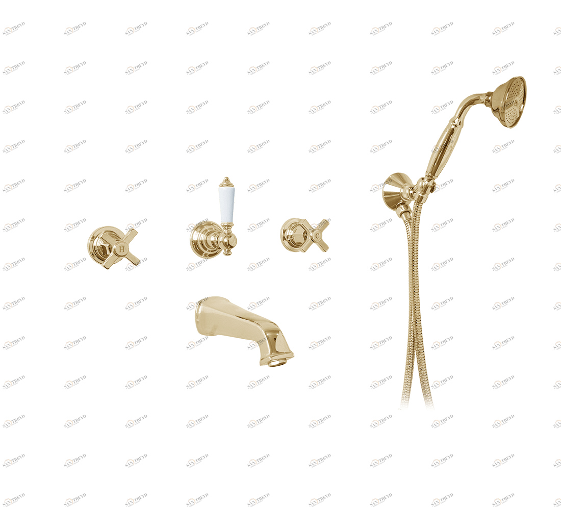 Gentry Home Смеситель для раковины на 3 отверстия Chopin White Incalux GH100928 