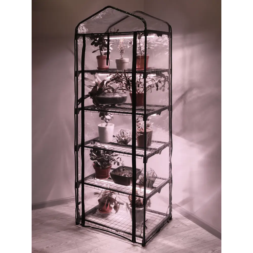 Теплица со светом Fito-House-5 CO 5 ярусов 49x69x193 см Santreyd STLM-2049293 - Вид №4