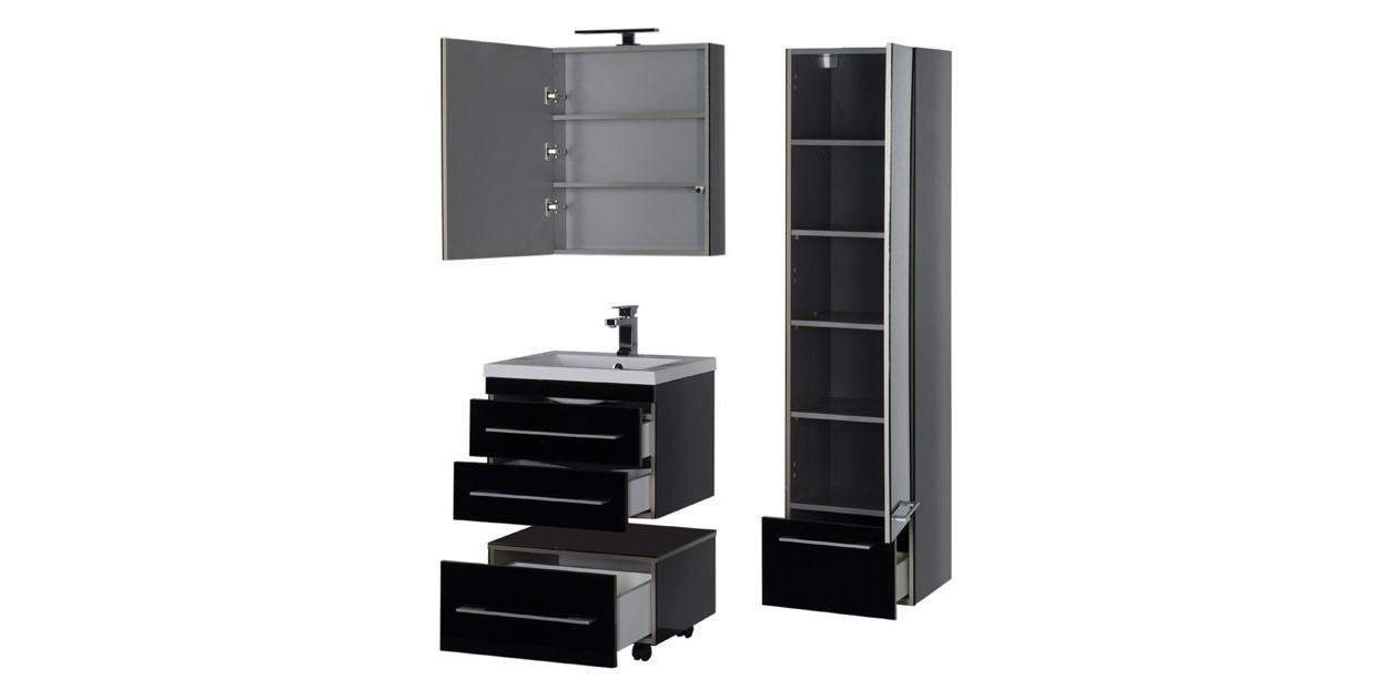 Комплект мебели Aquanet Верона 58 черный (подвесной 2 ящика) 00175470 - Вид №2
