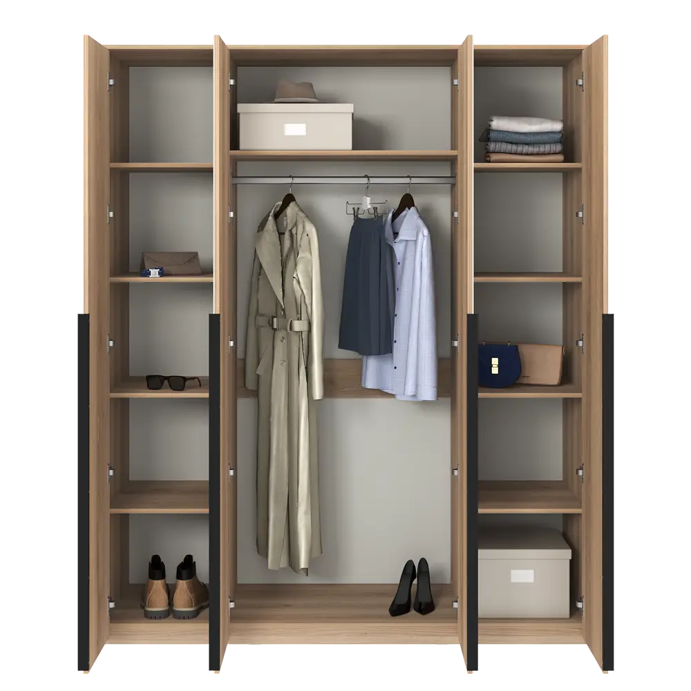 Шкаф распашной Бергамо с 4 дверями 180x220x60 см ЛДСП цвет дуб комано Santreyd STLM-2112168 - Вид №8