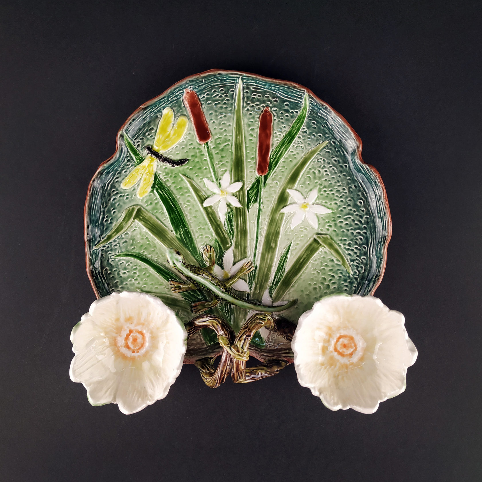 Блюдо для закусок (с двумя кувшинками) Бирюза/Салатовый PROVANSFAIENCE sun-id-994771 - Вид №18