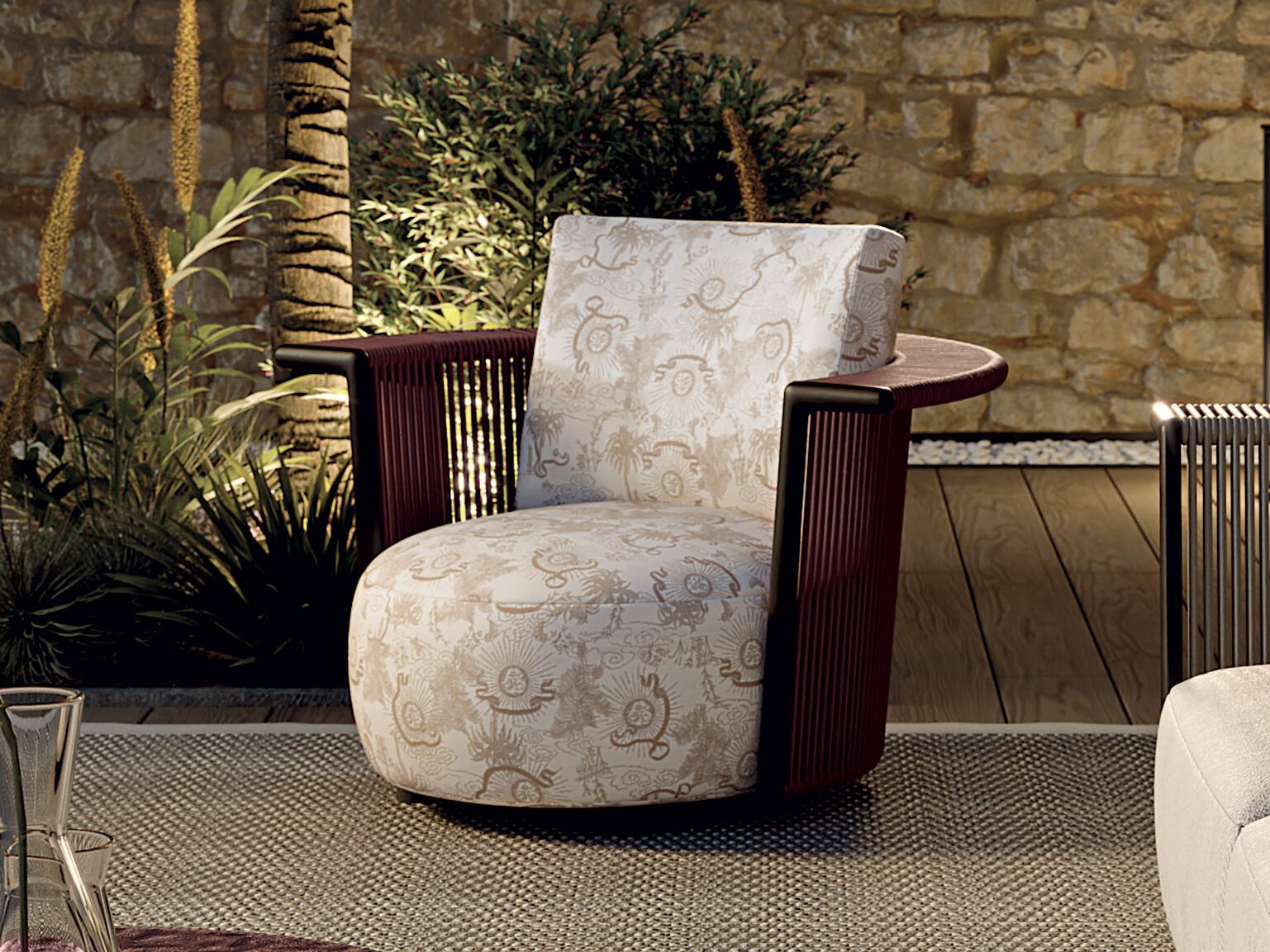 Съемное садовое кресло из ткани Longhi курорт ARCH-00032669