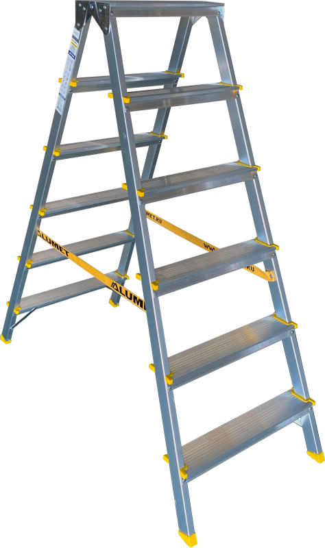 Двухсторонняя стремянка алюминиевая анодированная 6 ст.