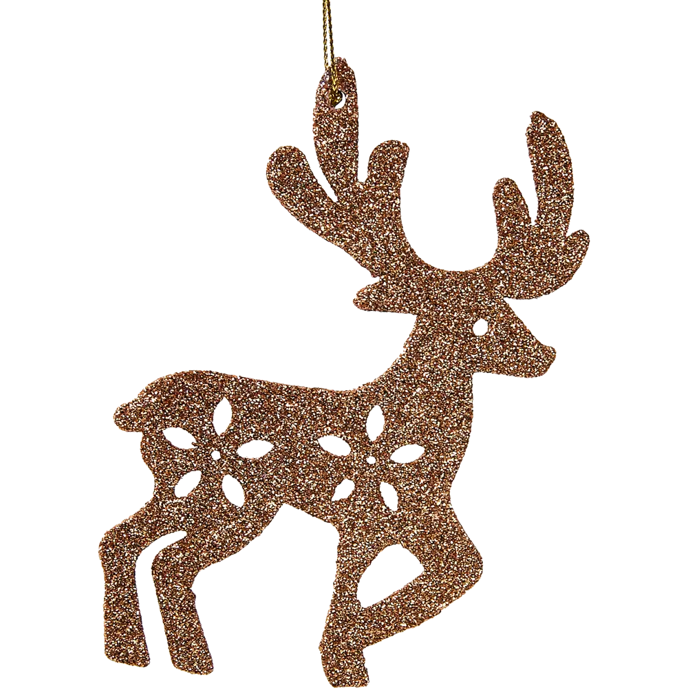 87036490 Елочная игрушка Олень блестящий 10x8 цвет коричневый STLM-0956461 Santreyd  - Вид №3