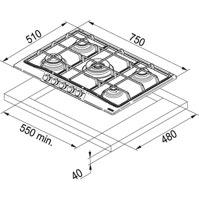 Варочная панель  FHTL 755 4G TC GF C Franke Trend Line 750 FHTL 755 4G TC GF C Графит  - Вид №1