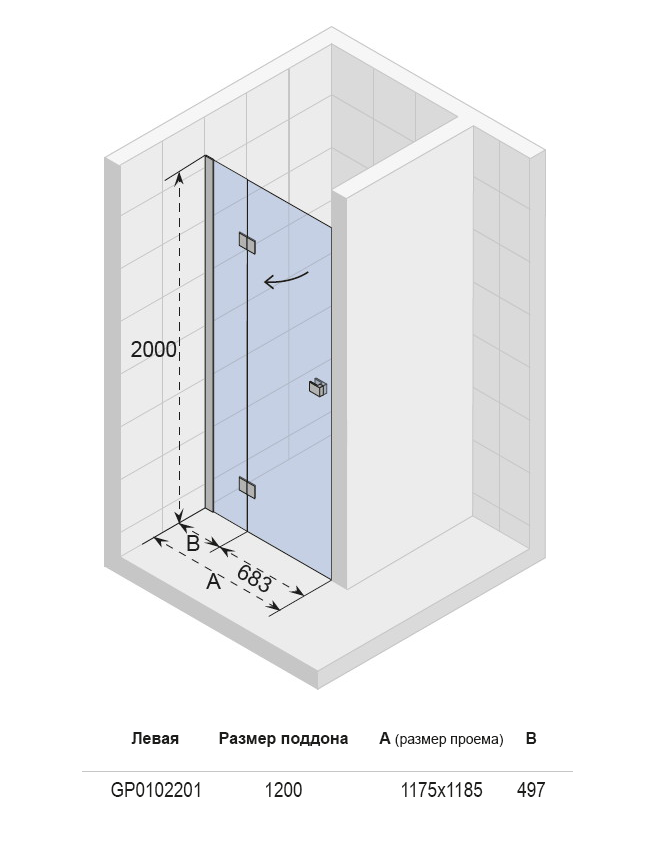 GP0102201 Душевая дверь Riho Polar Santreyd - Вид №2