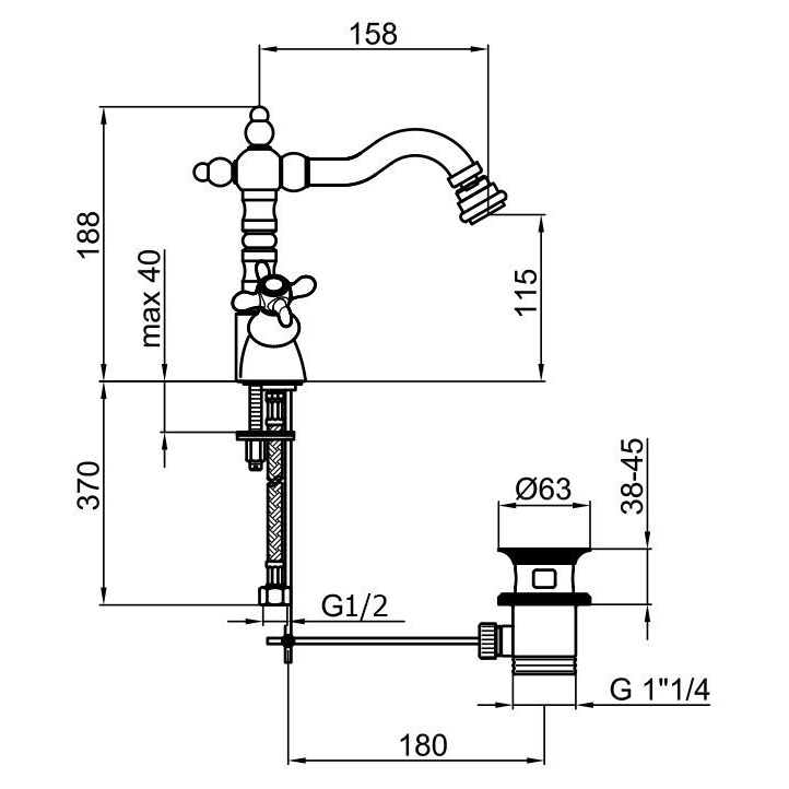 OT710402010 Смеситель для биде Webert Ottocento - Вид №1